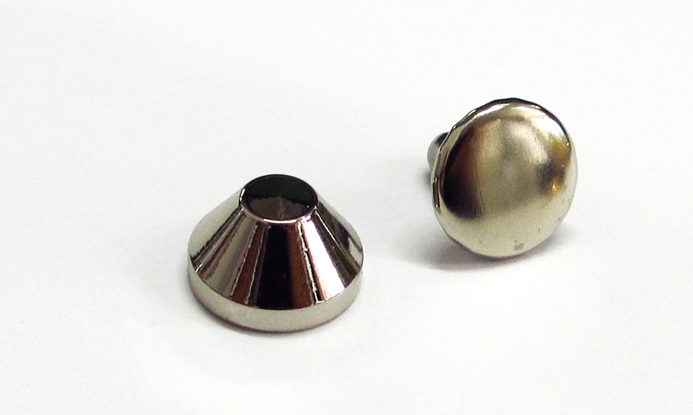 底鋲 ZA-7、真鍮製、ニッケル塗装、本金塗装、バッグ留め具、飾り具