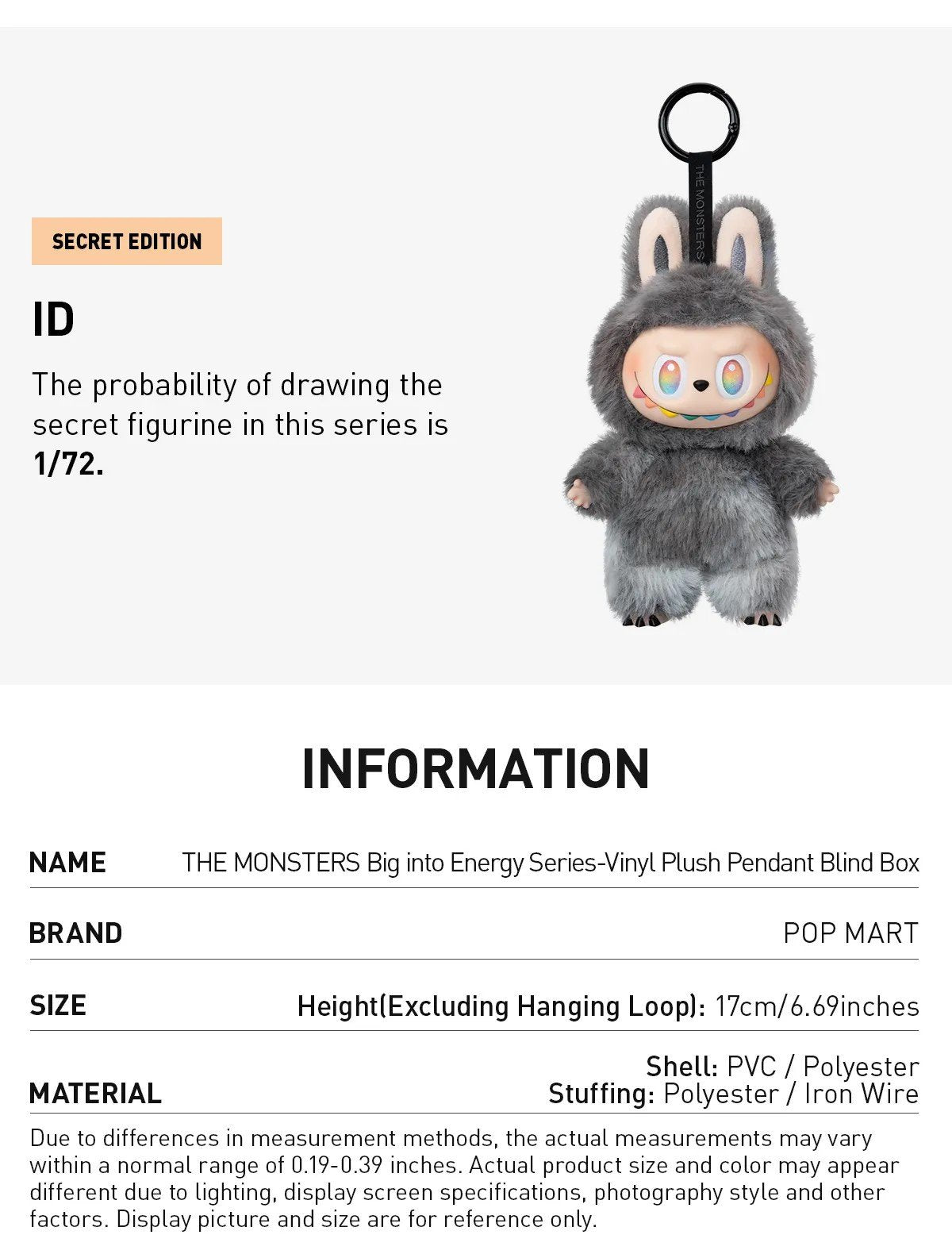 ID (Secret) - THE MONSTERS Big into Energy Series-Vinyl Plush