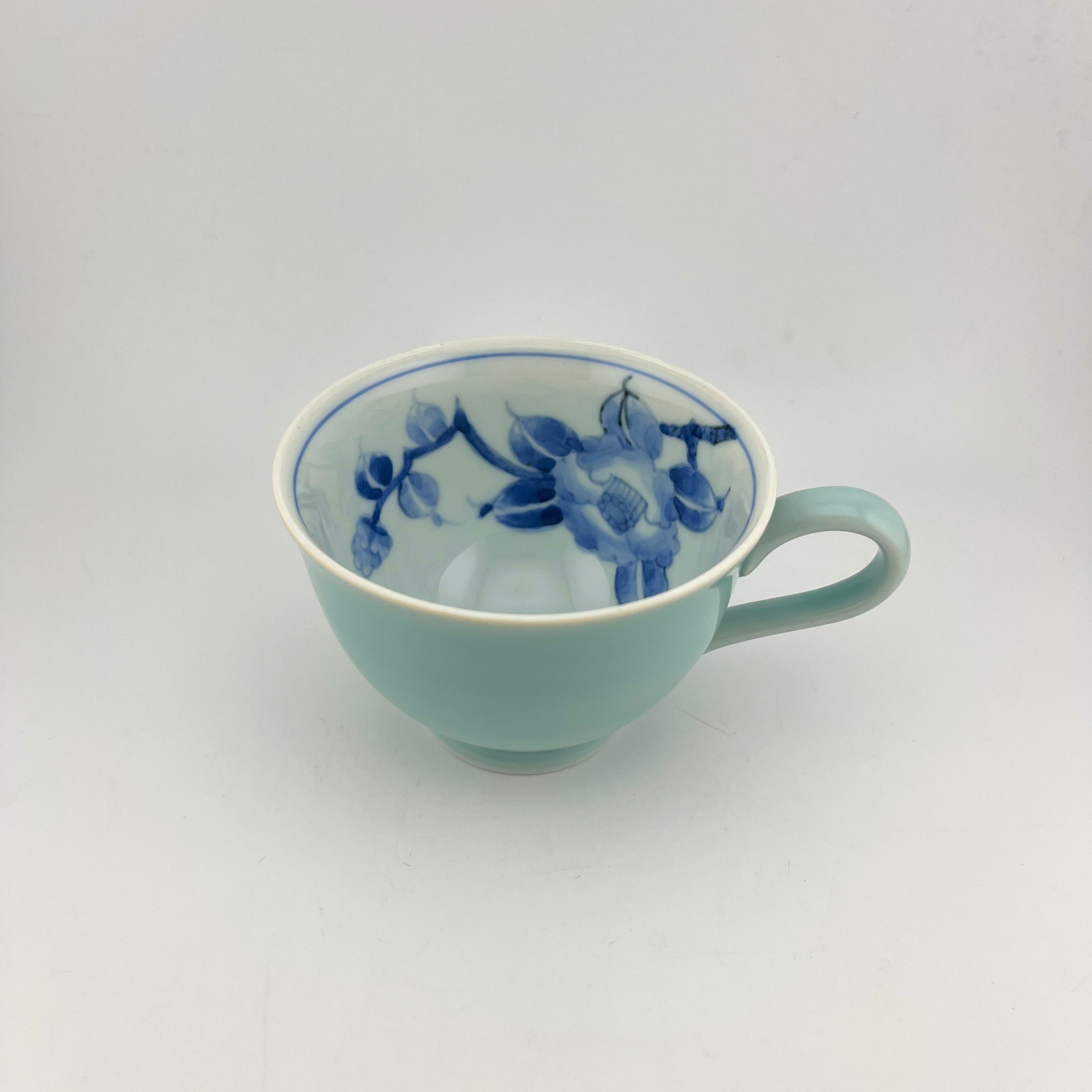 伊万里焼 文三窯 青磁椿絵碗皿 – 生活民芸 なかむた