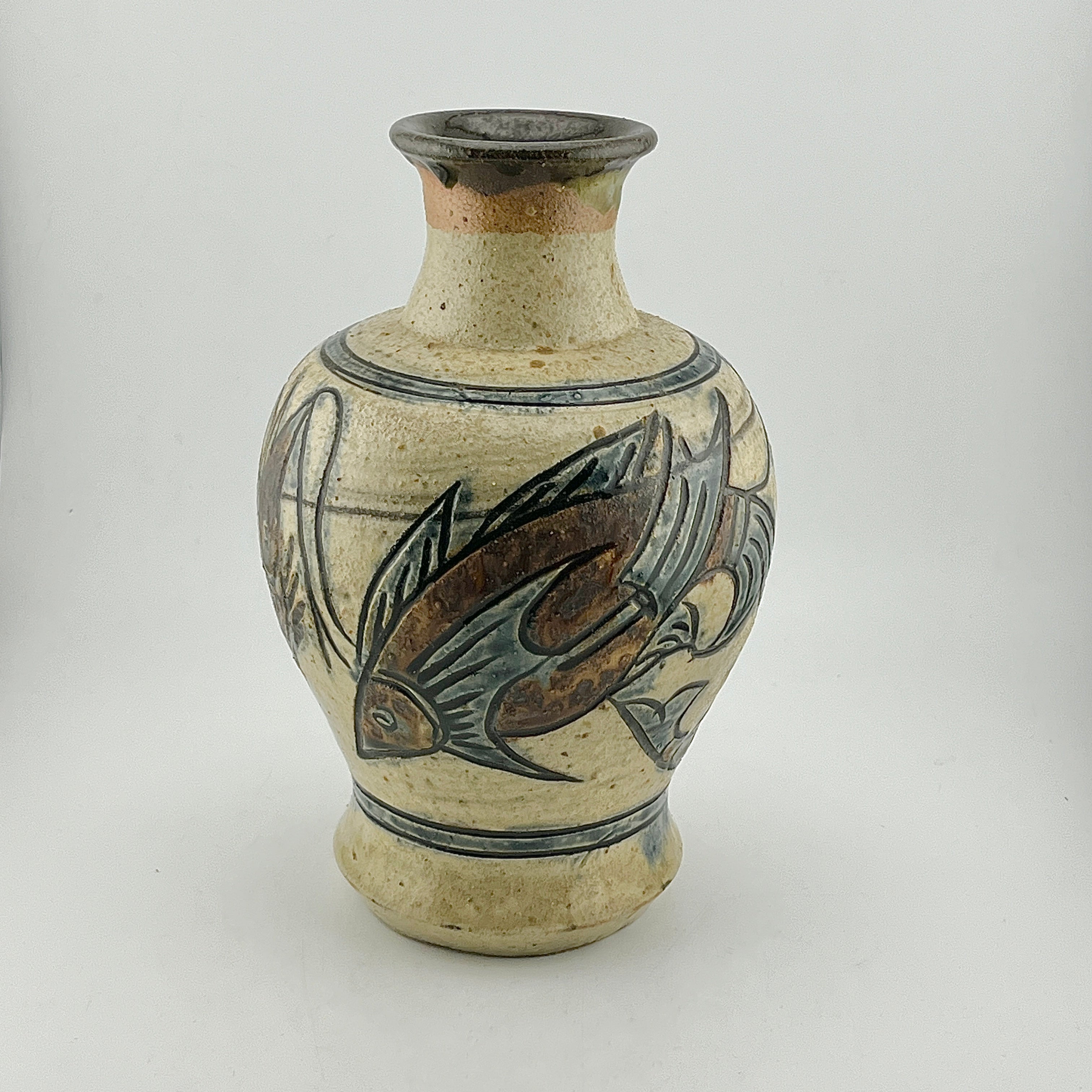 金城敏男 金城次郎 長男 花瓶 魚紋 引退 希少 レア 金城敏男 金城次郎