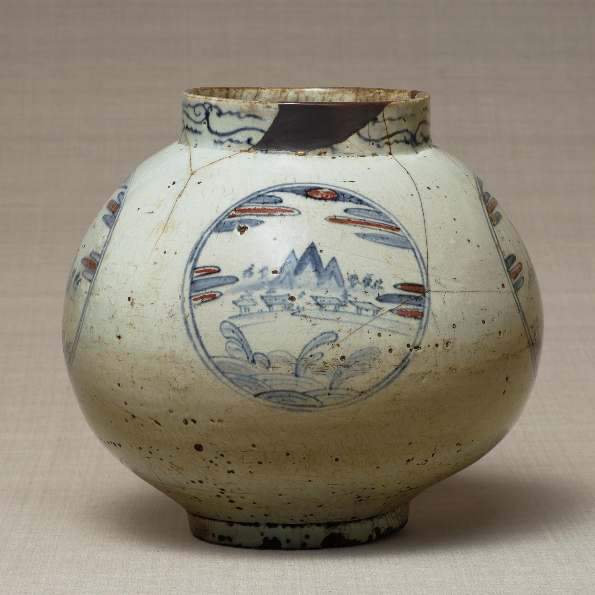 ♥【山水染付け】80年前のヴィンテージ・コレクション品・骨董品