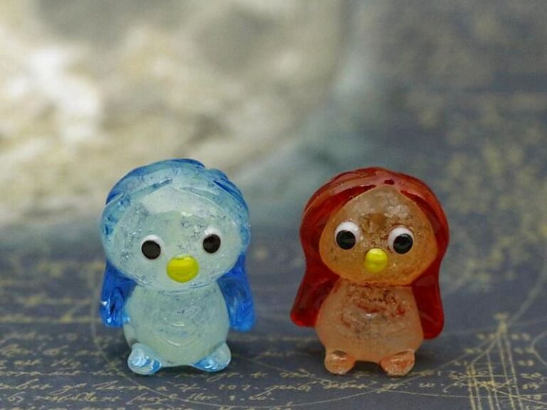 きたのガラス茶トラ ガラス細工 ミニチュア きたのガラス茶トラ ガラス