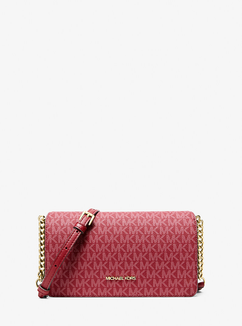 Jet Set Medium Signature Logo Crossbody Bag in CHERRY - Sale