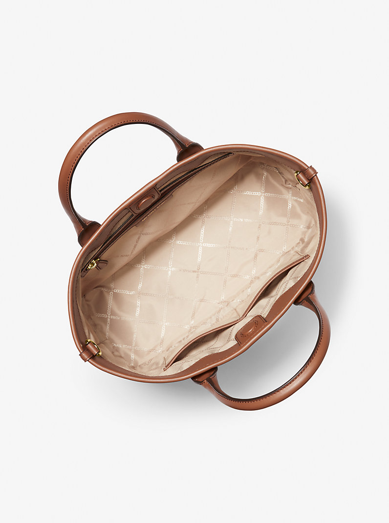 Luisa Medium Signature Logo Satchel in VANILLA/LUGGAGE - Sale