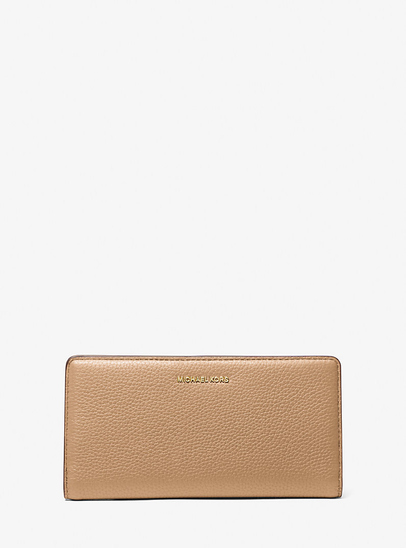 Bryant Large Pebbled Leather Snap-Front Wallet in HUSK - Sale