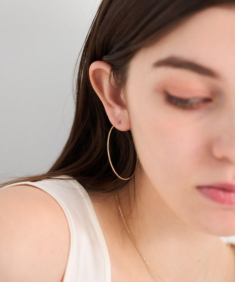 フロート] K10YG ワイヤー フープピアス ミディアム（771560