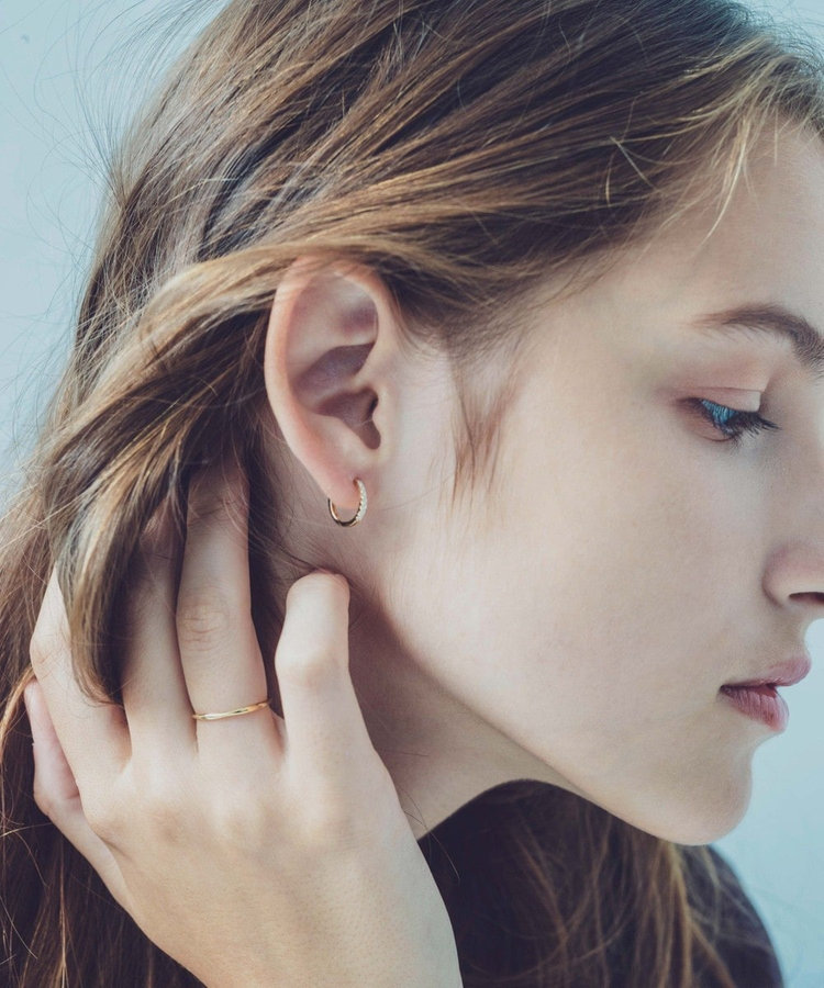 K18YG ダイヤモンド フープ ピアス（270844） ｜ women（ウィメンズ