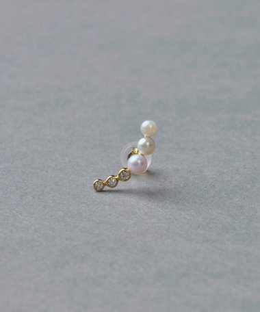 K18YG スケール パール/ダイヤモンド ピアス（207016） ｜ women