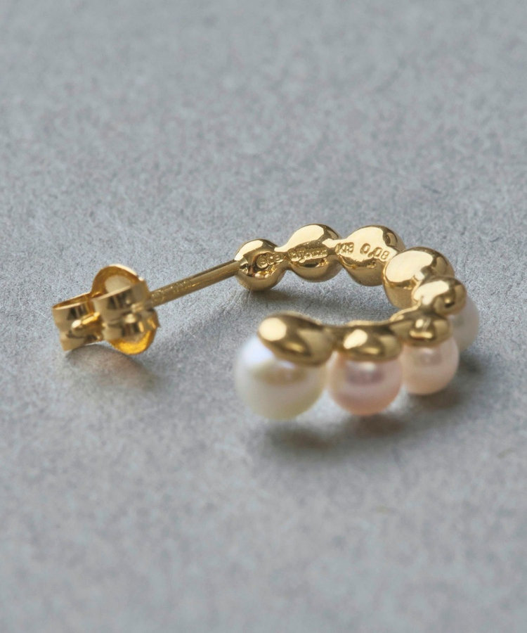 K18YG スケール パール/ダイヤモンド ピアス（207013） ｜ women