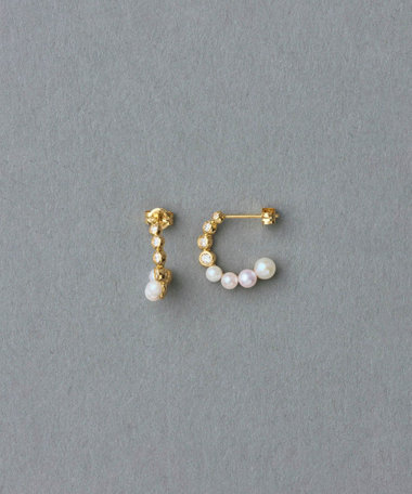 K18YG スケール パール/ダイヤモンド ピアス（207013） ｜ women