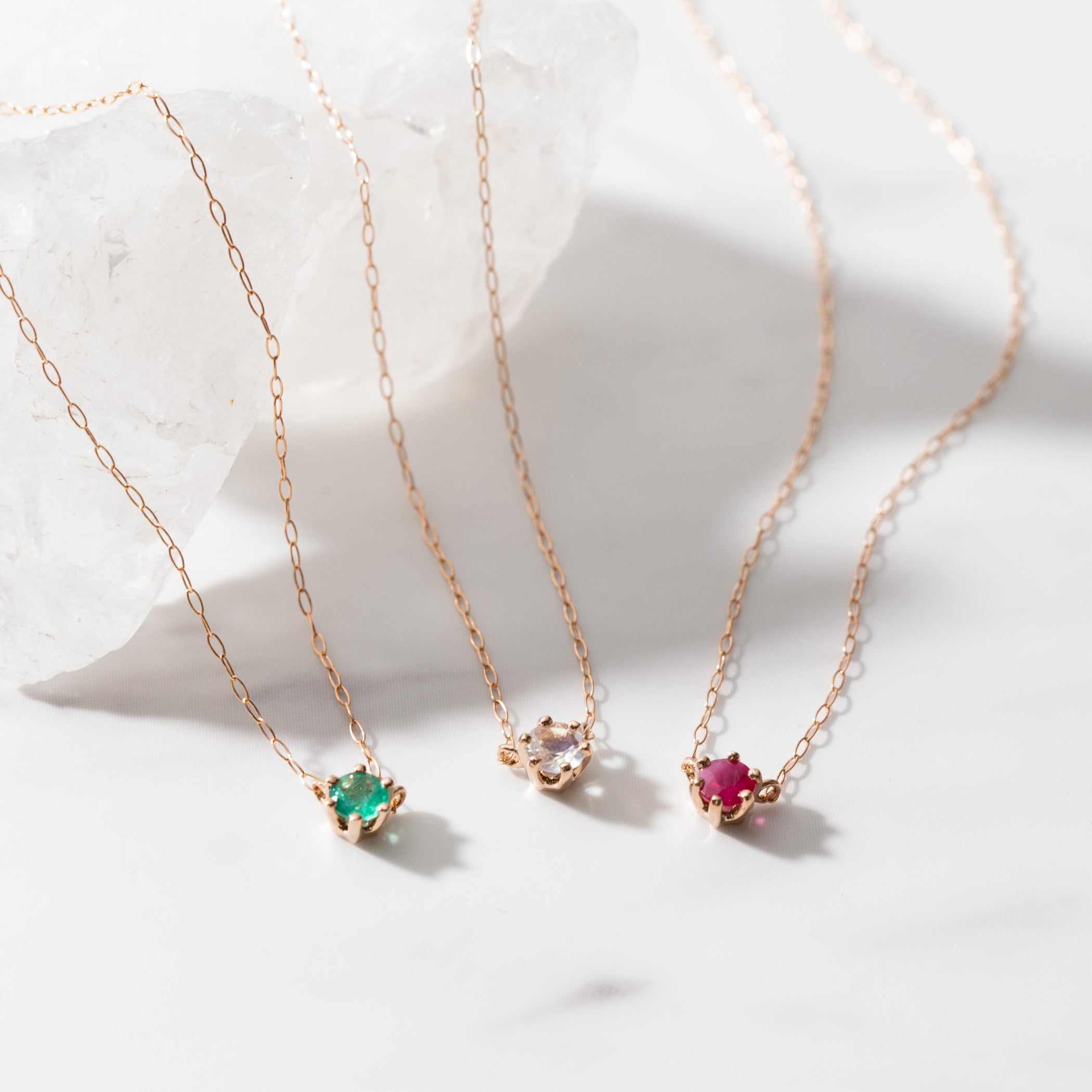 WEB限定】5月誕生石 K18 ピンクゴールド エメラルド ネックレス