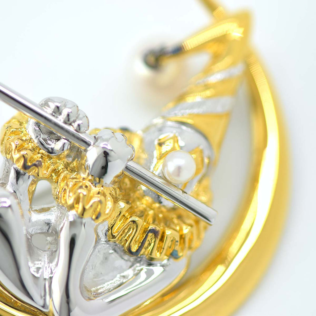 MIKIMOTO ミキモト 購入 パール ブローチ フルート奏者 月 ピエロ