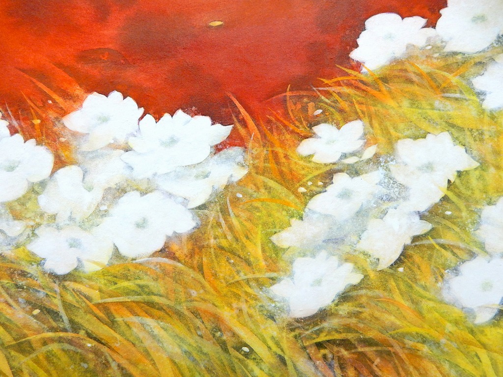 絵画 「日本画」花⓵ 日展出品受賞経験者が描いた一品です(^-^)v 絵画