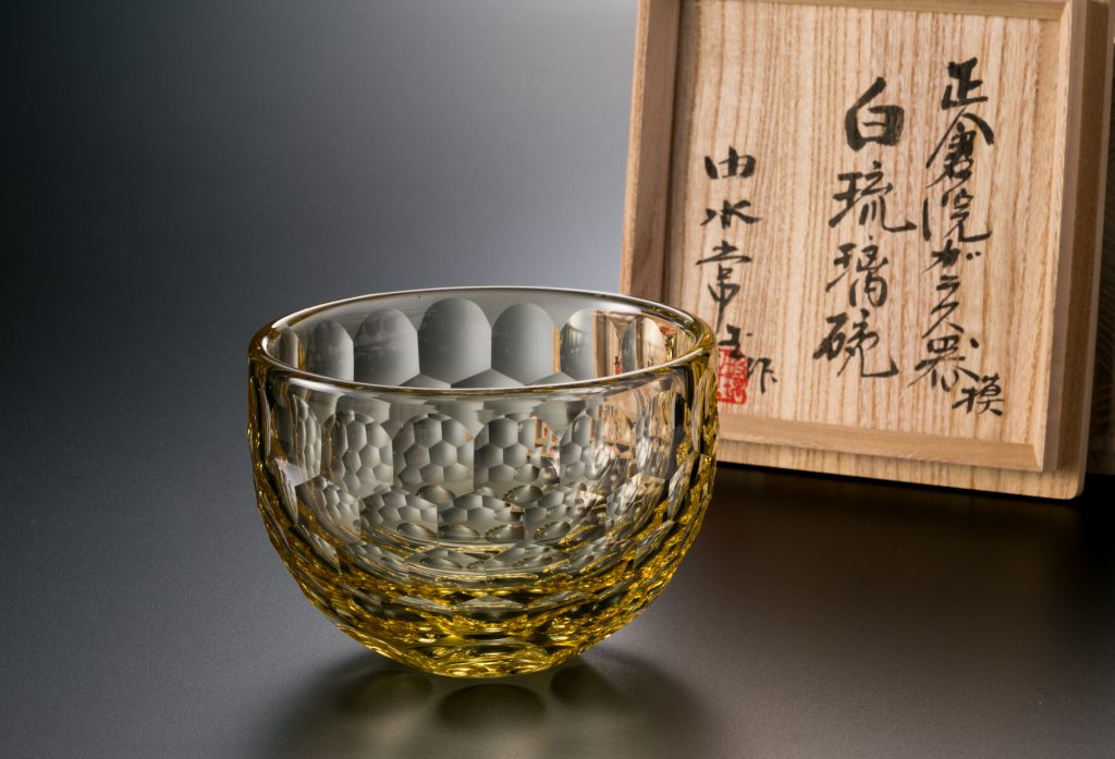 白瑠璃碗レプリカ 正倉院ガラス器 由水常雄監修 茶道具 古代カット