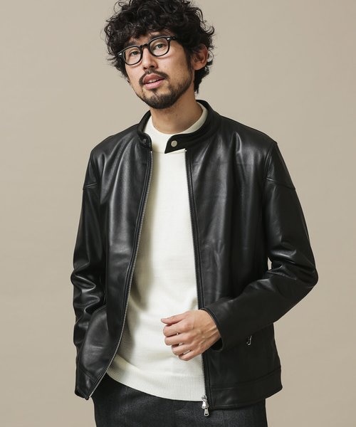 美品✨ナノユニバース ライダースジャケット シングル 羊革 ブラック