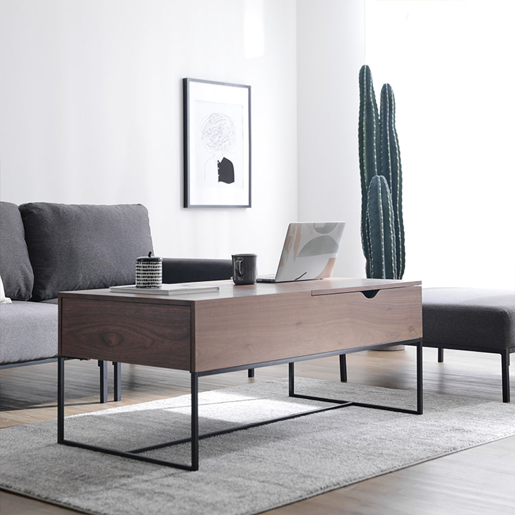 リフティングテーブル 昇降式 鉄脚 木製 LOWYA