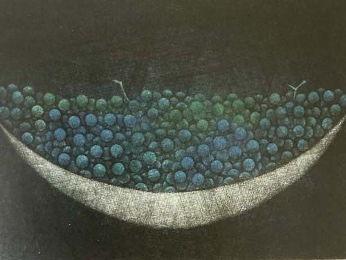 浜口陽三作品（緑と紫のぶどう）【配送日条件あり】 浜口陽三作品（緑