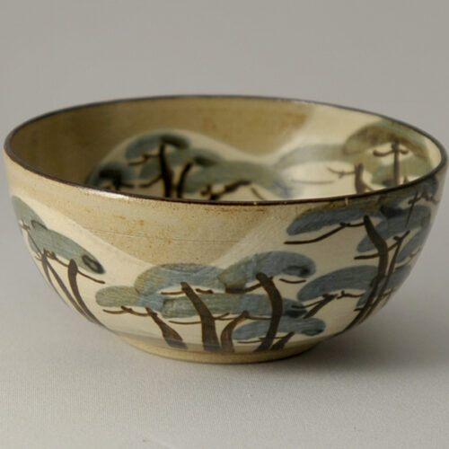 京焼 浅見与し三 作 竹彫紋刷毛目 手炙り 高20.2