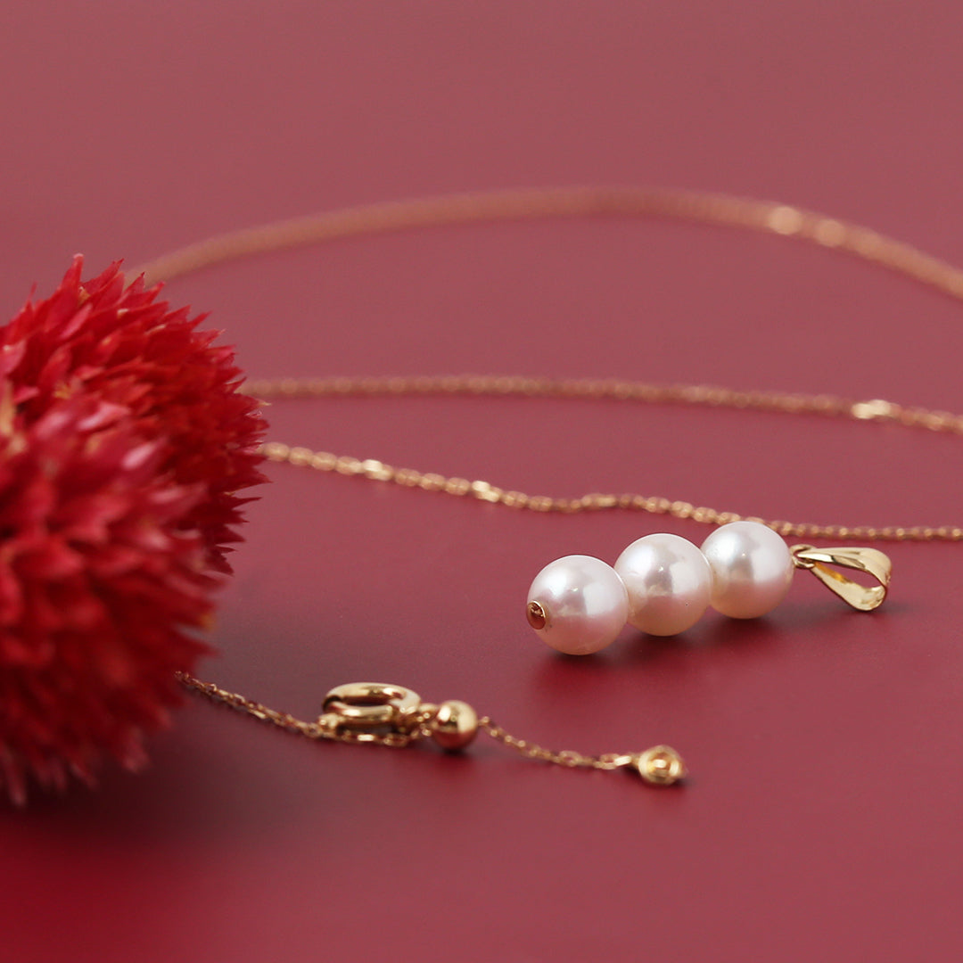 K18アコヤパール3粒ペンダントトップ