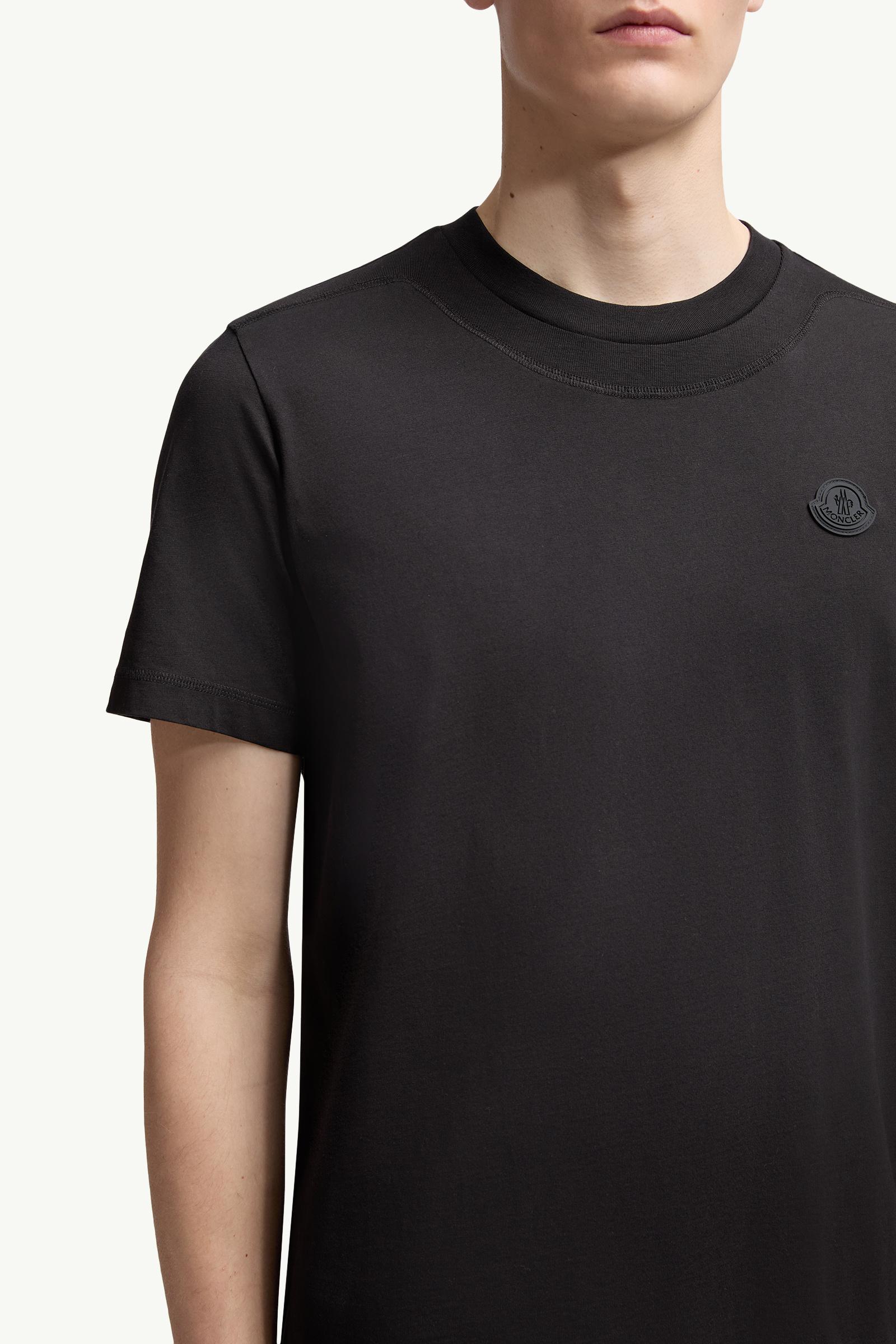 Black Logo Patch Cotton T-Shirt - Polos & T-shirts for Men