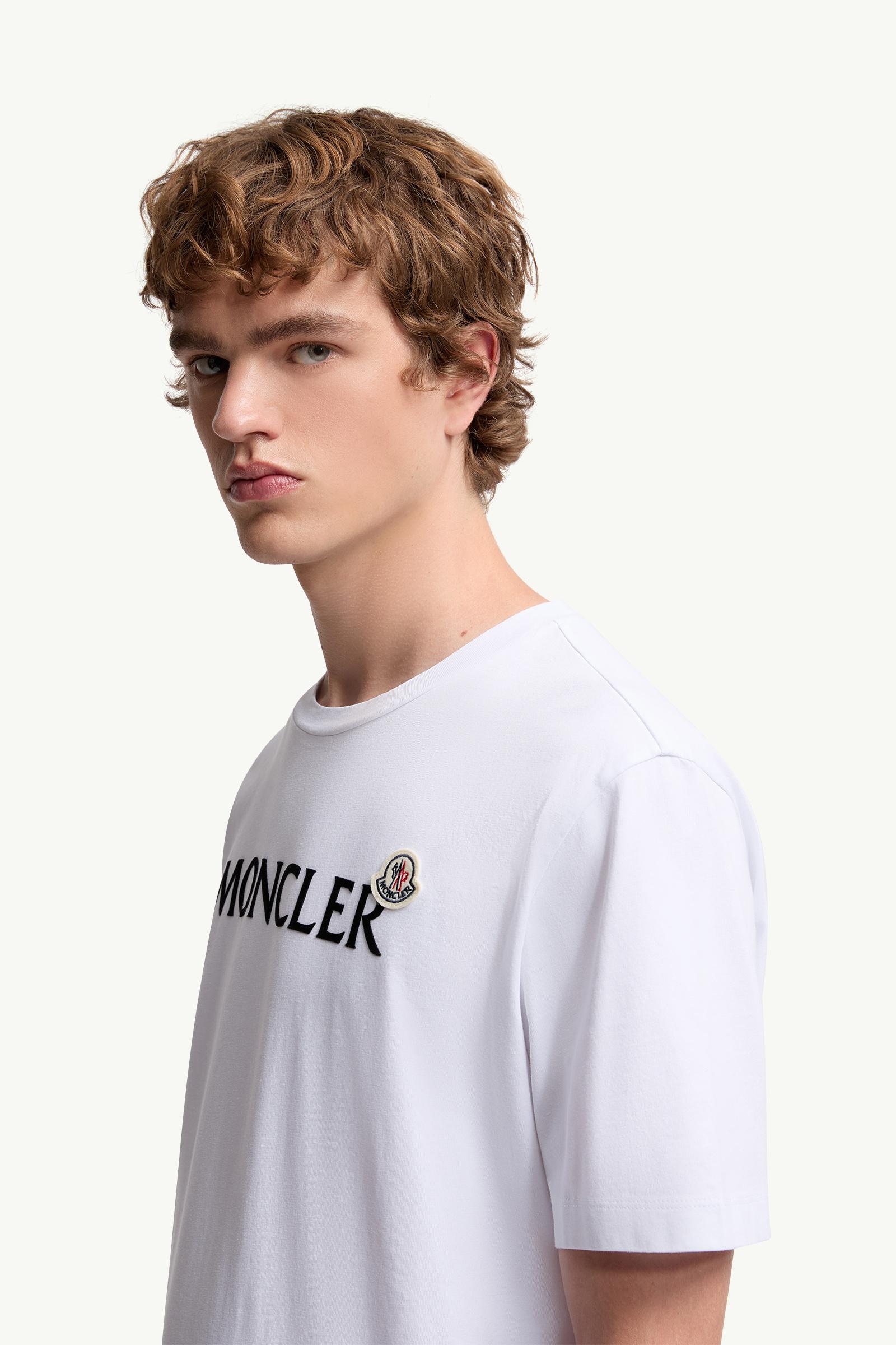 White Flocked Logo Cotton T-Shirt - Polos & T-shirts for Men