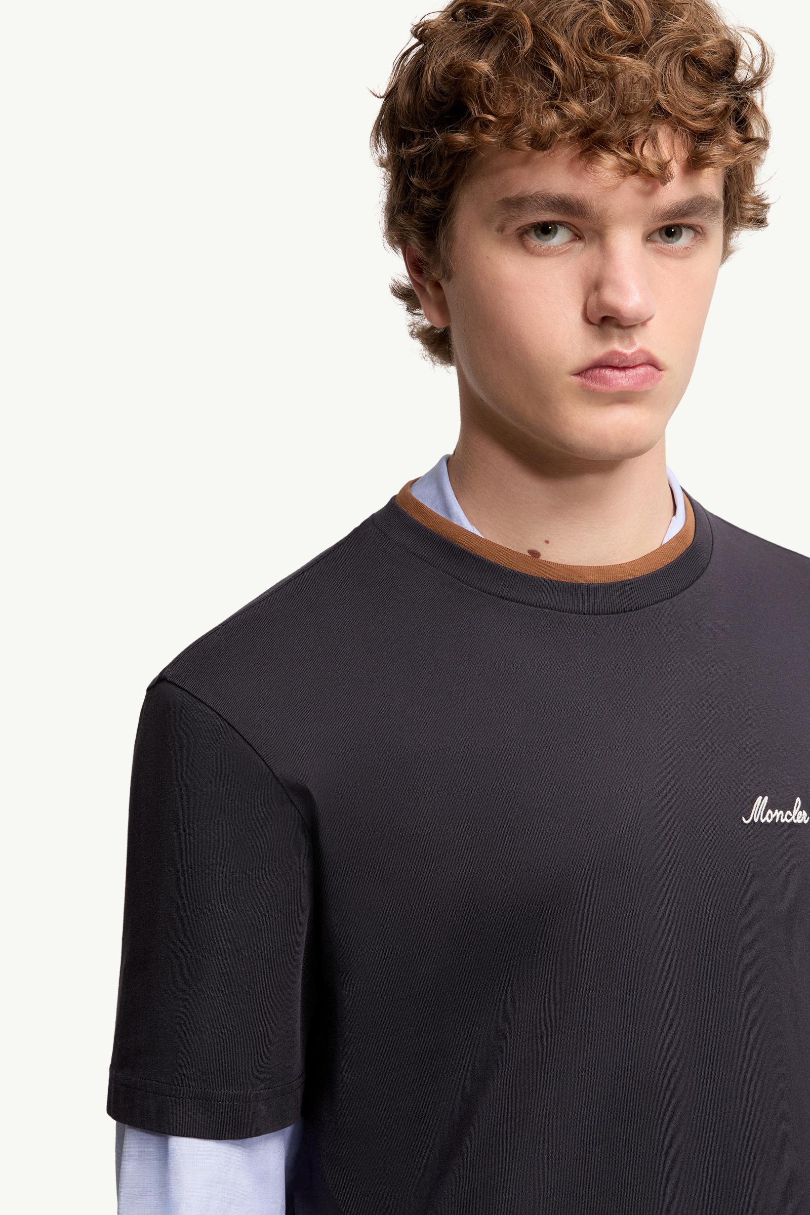 Navy Blue Embroidered Logo Cotton T-Shirt - Polos & T-shirts for