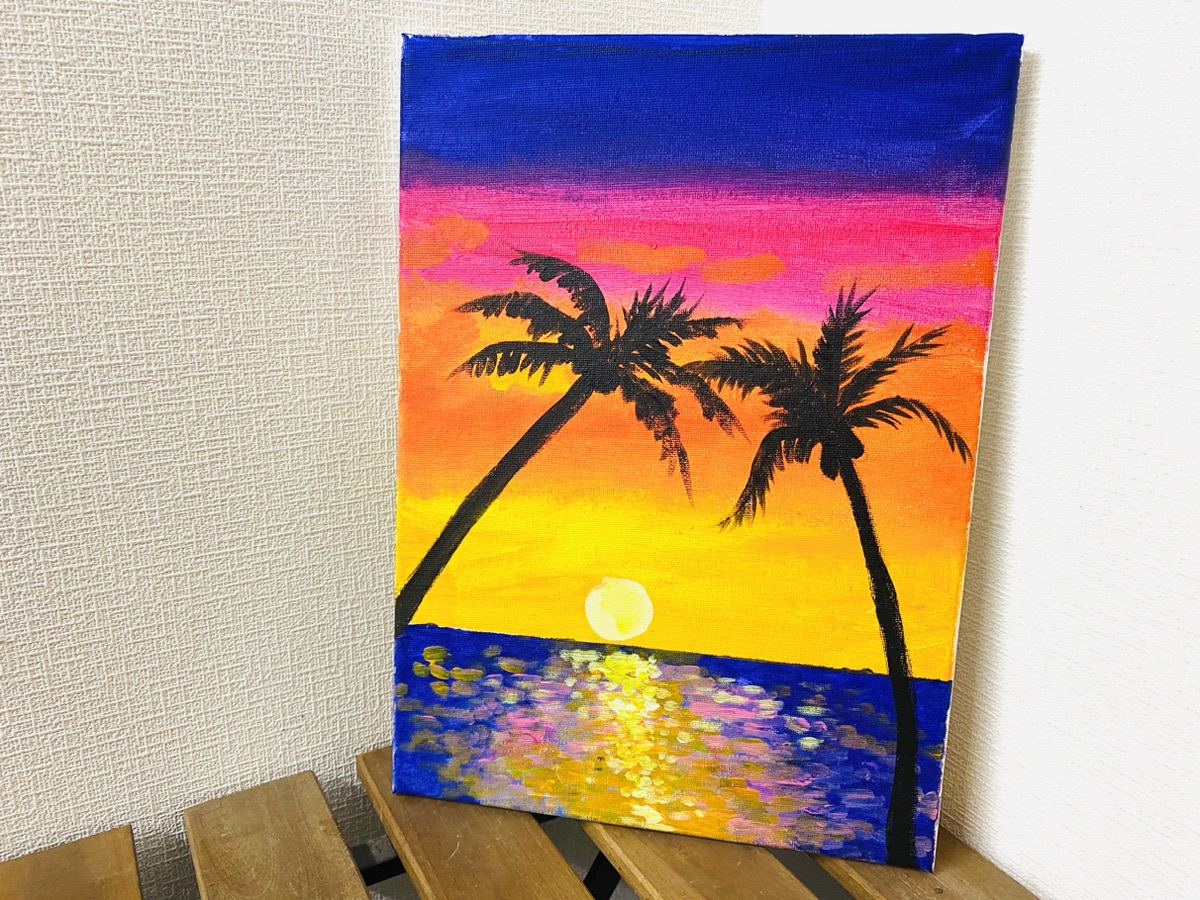 油絵アートハワイサンセット海の絵