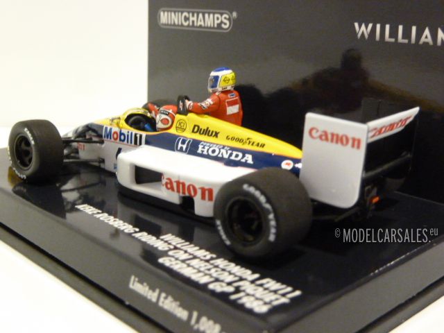Williams Honda FW11 #6 F1 German GP Keke Rosberg riding on Nelson