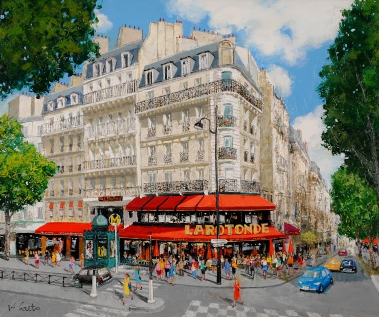 油絵の絵画で斉藤要が描いたパリの風景画の油絵「ラスパイユ通りの