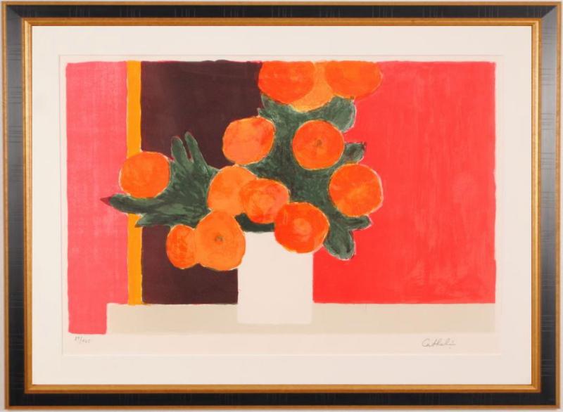 ベルナール カトラン リトグラフ 鉢植えの花 絵画 額縁 アート