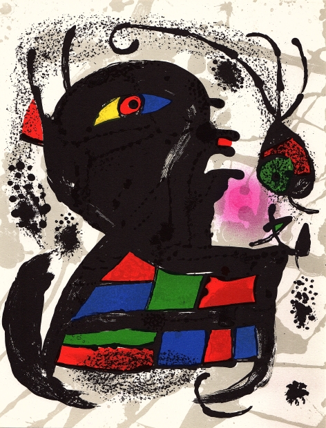 ジョアン・ミロがリトグラフの版画で制作した抽象画の絵「ノーサイン