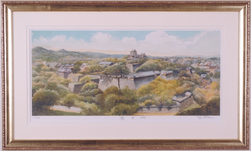 絵画・額縁・版画・織田義郎・新品未使用・銅版画+手彩色・美術品