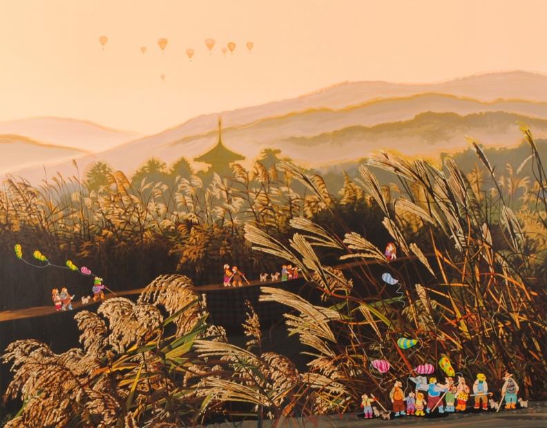 ヒロ・ヤマガタがシルクスクリーンの版画で制作したインテリアの絵画