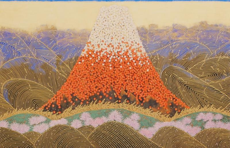 平松礼二がリトグラフの版画で制作した富士山の和の絵「日本の祈り」を
