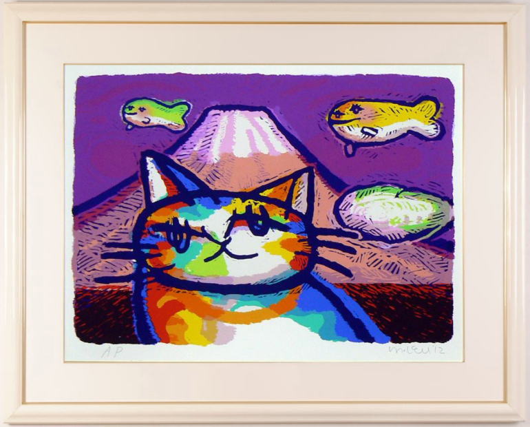マイケル・ルー シルクスクリーン 版画 猫 cat Michael Leu マイケル