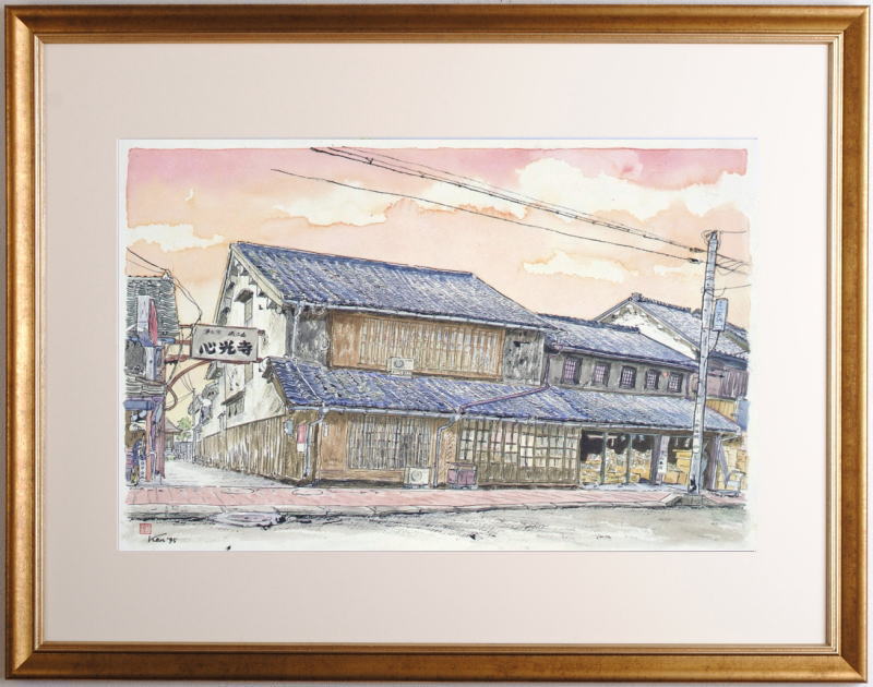 絵画の水彩画で内藤謙一が描いた熊本の絵「清永商店」をご購入