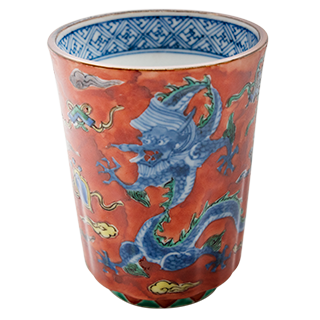 赤彩雲龍鳳凰文湯呑 | 森陶商株式会社