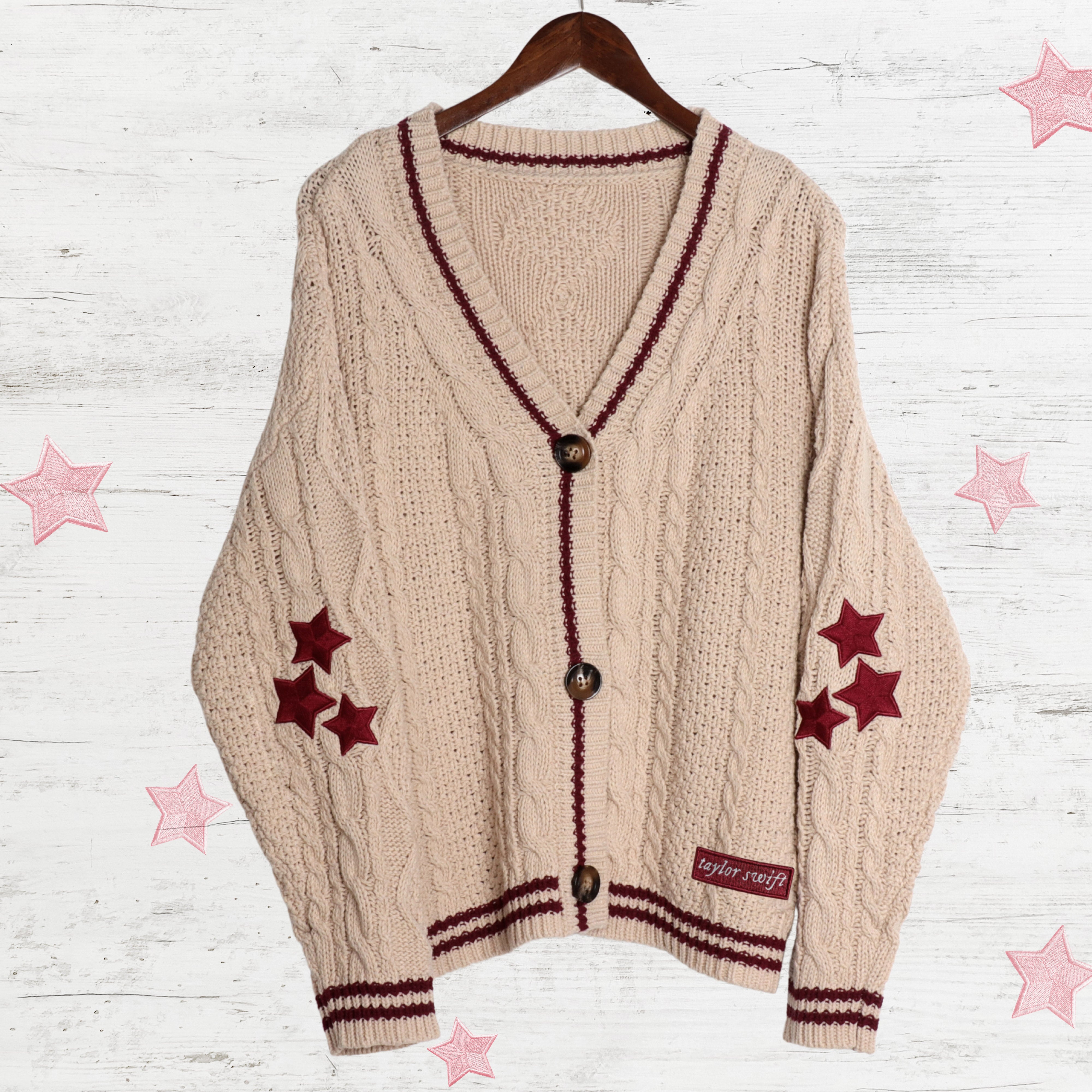 Taylor Swiftie Red Taylor's Version Stars Beige Folklore Cardigan