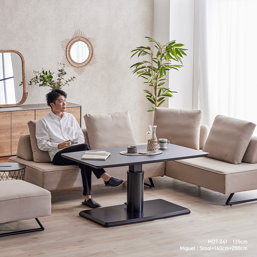 本物 広松木工 ルメテーブル スピンテーブル 回転式昇降テーブル 広松