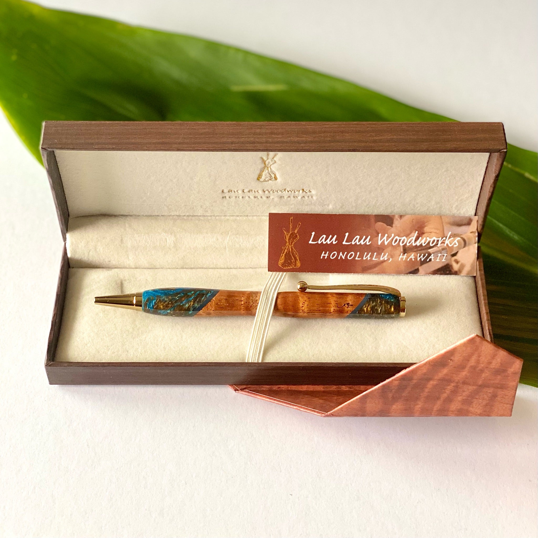 Lau Lau Woodeorks】コアウッド シガーボールペン[グリーングレー