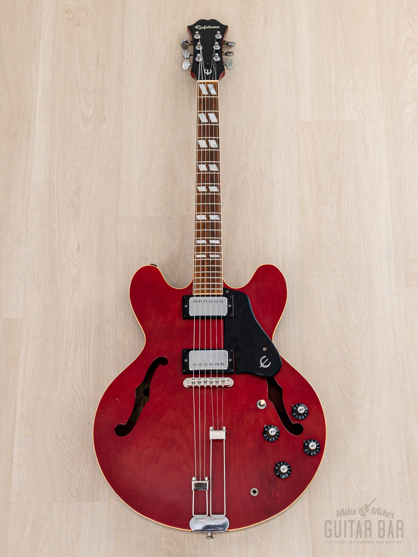 1981 Epiphone Riviera Vintage Semi-Hollow Guitar Cherry w/ Maxon Humbu