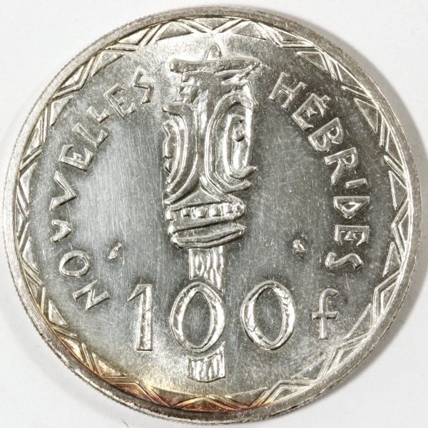 共同統治領ニューヘブリディーズ イギリス フランス100フラン銀貨 1966