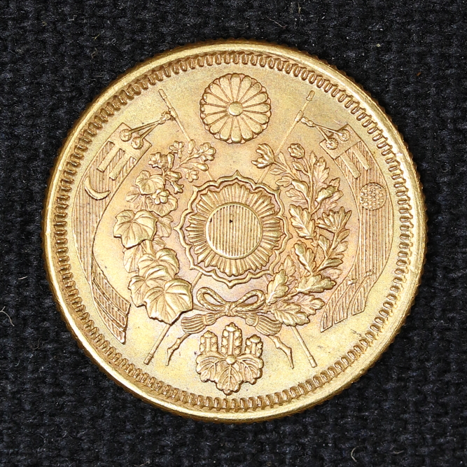 極美品】新品 未使用 近代金貨 明治30年 新5円金貨 ケースベタ付き 極