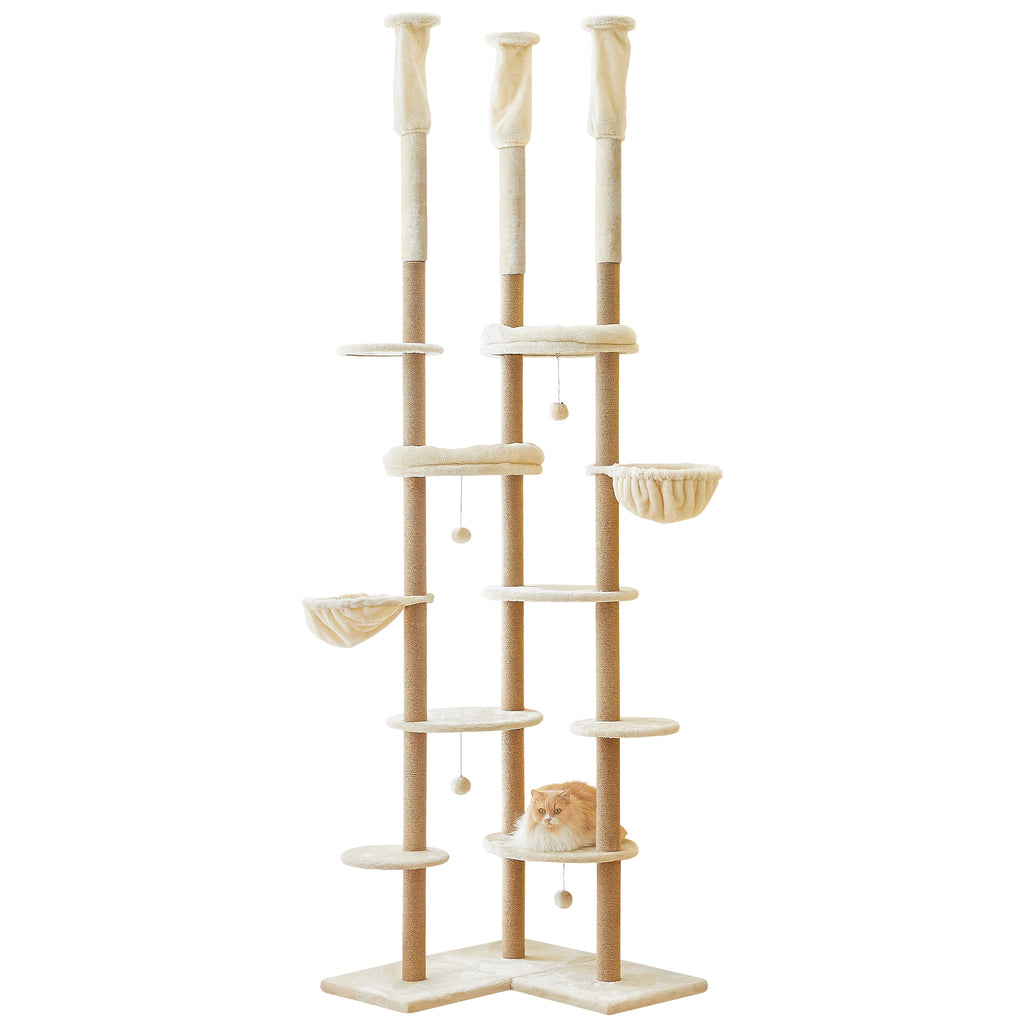 MWPO 突っ張り キャットタワー 多頭飼い 猫 大型猫用 ハンモック