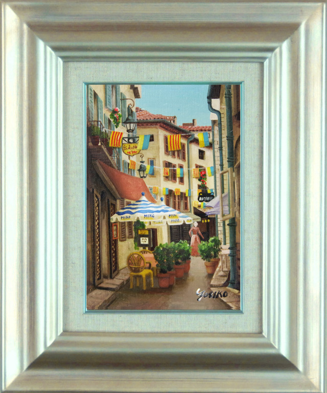 石川佳図 モンマルトル 作街並みの風景 油彩画 SM号 額と箱付き 石川佳