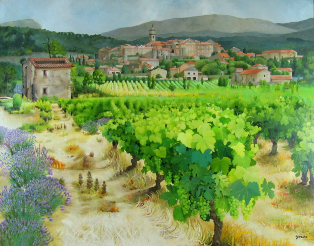 油彩風 風景画 額装 収穫の風景 藁束 畑 ヨーロッパ調 インテリア