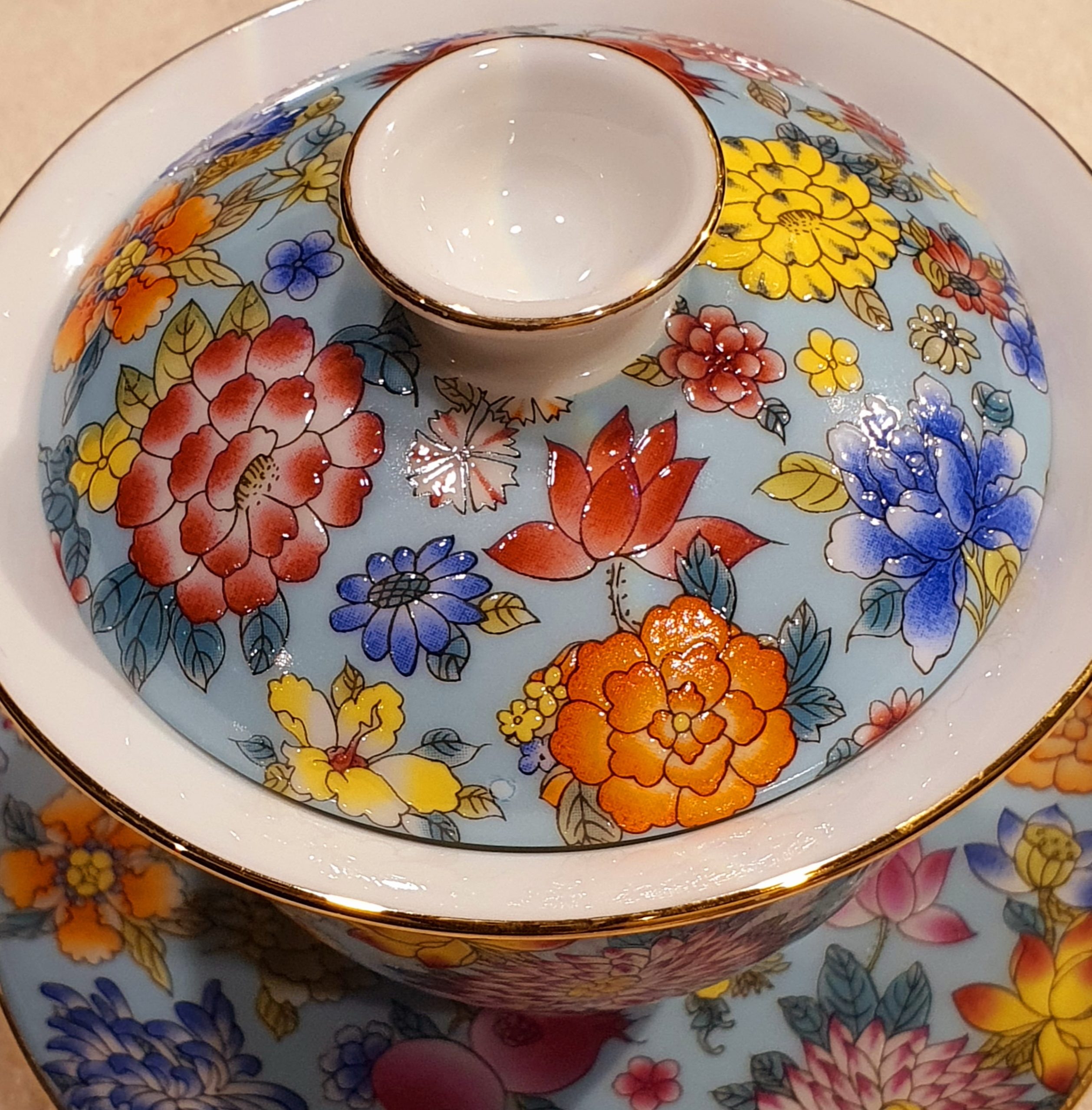 景徳鎮1960年コレクション手描き蓋碗【淡青】 | 福岡 北九州 中国茶