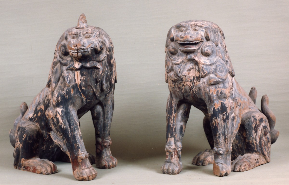 江戸時代 「狛犬 」根付 海松 または 黒柿彫 黒柿彫 根付 「狛犬