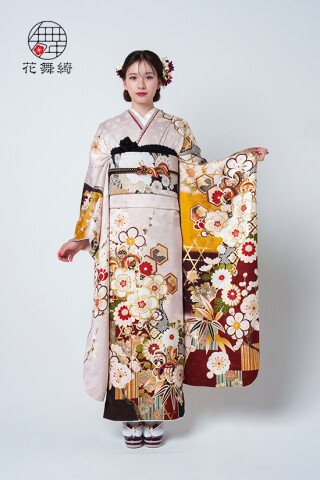 京都きもの友禅 振袖8点フルセット 桜 七宝 絞り 銀通し 正絹 成人式