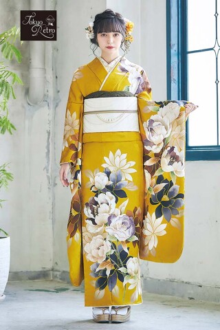 First Collectionの振袖 /黄色/レトロ/牡丹柄/ 東京レトロ TR311 | My振袖